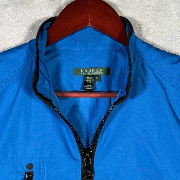 Lauren Ralph Lauren Vest Womens XL Blue Lightweight Utility Full Zip Pockets - Picture 2 of 8